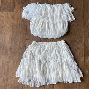 White crop top and matching skirt